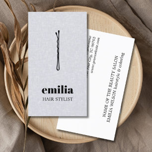 Cartão De Visita Textura Minimalista Cinza Preto Alfinete Salão de