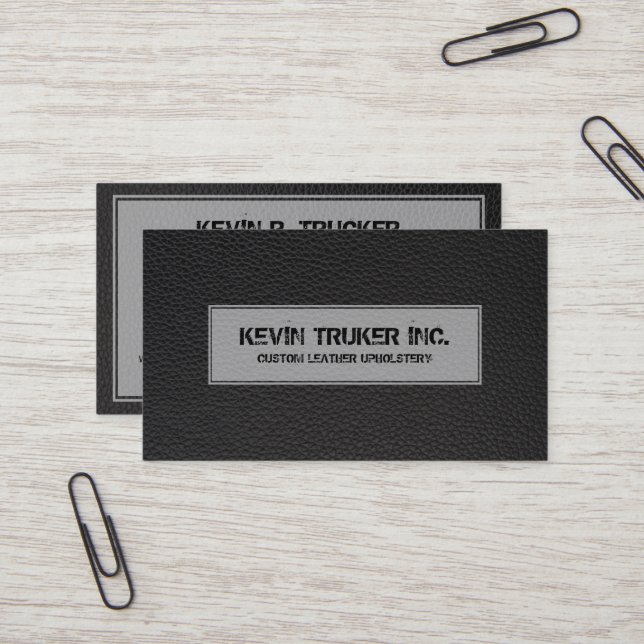 Cartão De Visita Textura preta de couro (Frente/Verso In Situ)