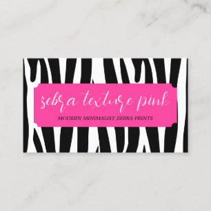 Cartão De Visita Textura Preto Rosa Padrão Simples Zebra