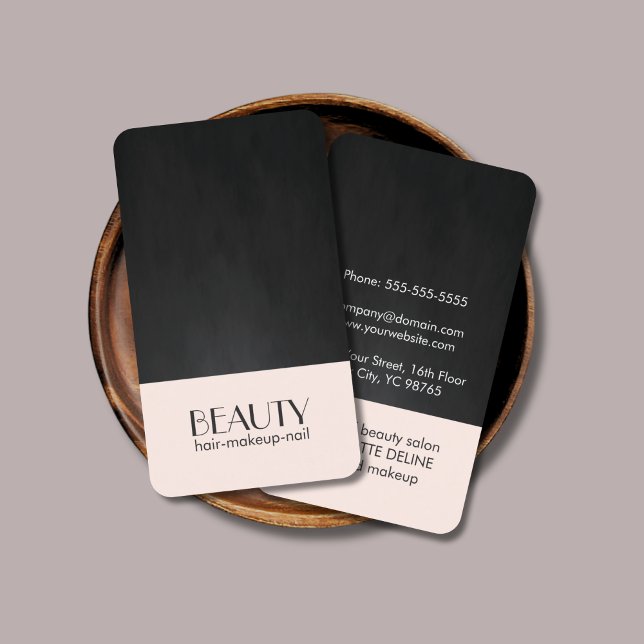 Cartão De Visita Textura rosa pálida e moderna, Cabelo preto (Criador carregado)