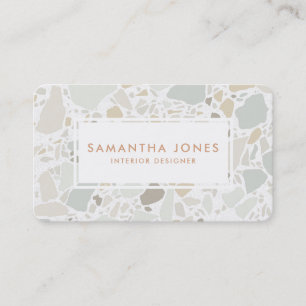 Cartão De Visita Textura Terrazzo Simples Designer Moderno do Inter