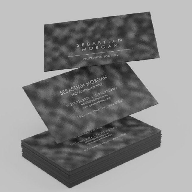 Cartão De Visita Texturizado minimalista preto simples moderno (Criador carregado)