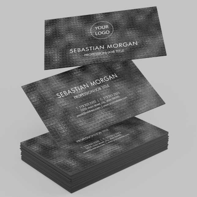 Cartão De Visita Texturizado minimalista preto simples moderno (Criador carregado)