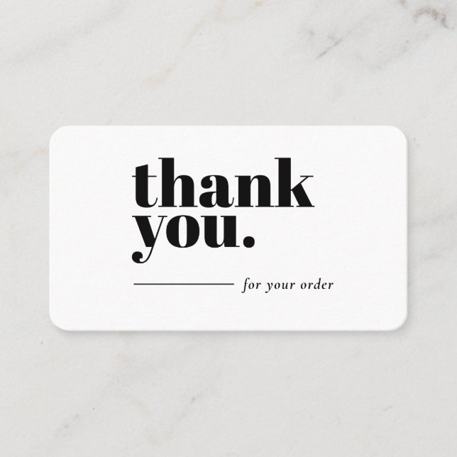 Cartão De Visita Thank You Business Card Plain Simple Gratitude (Frente)