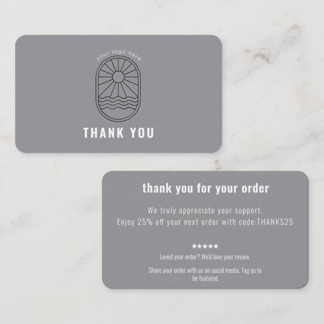 Cartão De Visita Thank You Card Discount Code Review Logo Business (Frente/Verso)