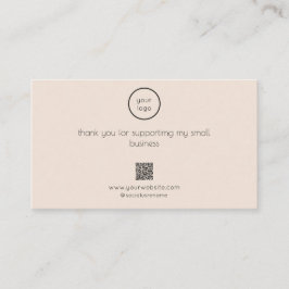 Cartão De Visita Thank You Card Logo QR Code Packaging Insert Blush