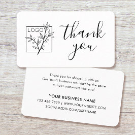 Cartão De Visita Thank You Custom Logo Modern Script White