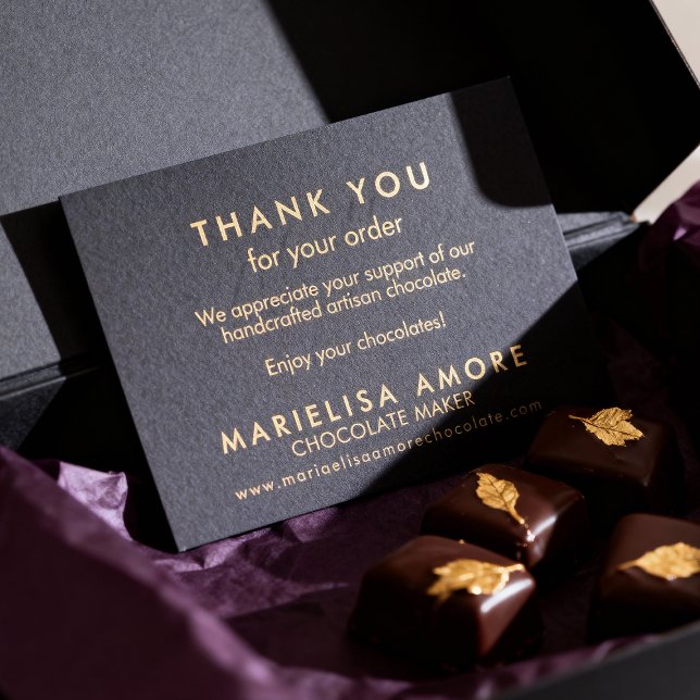 Cartão De Visita Thank You For Your Order Black Gold Chocolatier (Criador carregado)