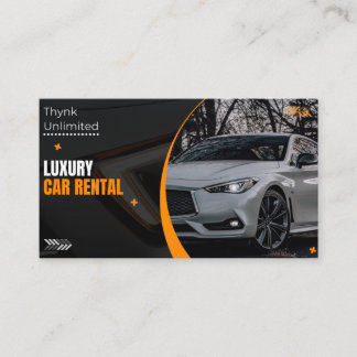 CARTÃO DE VISITA THE BLACK AND ORANGE ELEGANT CAR RENTAL BUSINESS