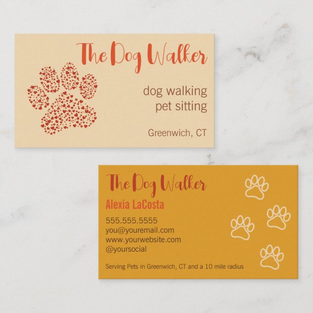 Cartão De Visita The Dog Walker Modern Professional (Frente/Verso)