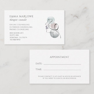 Cartão De Visita Therapist Counselor Business & Appointment Card