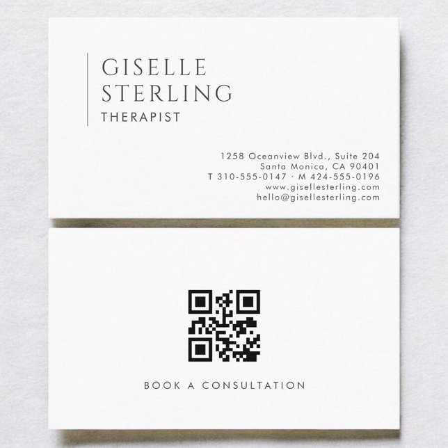 Cartão De Visita Therapist Modern Professional QR Code (Criador carregado)
