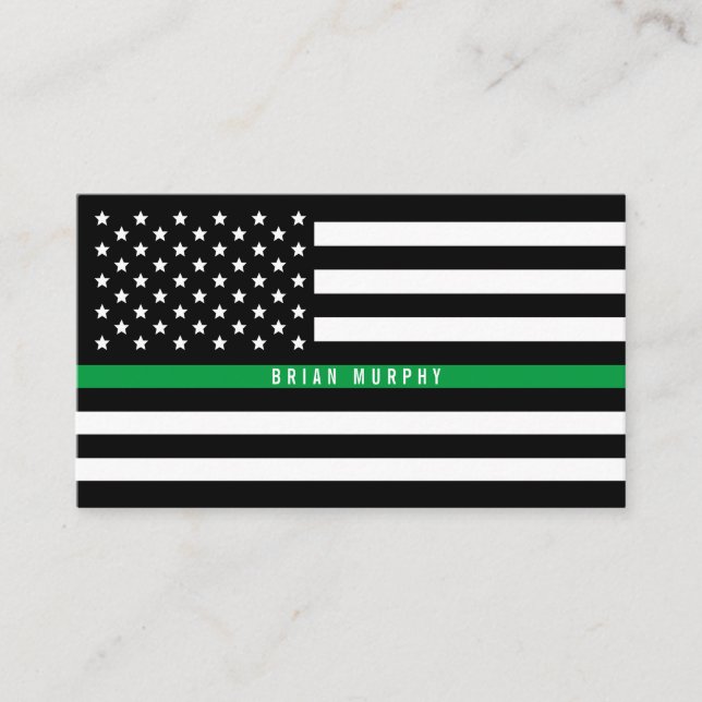 Cartão De Visita Thin Green Line American Flag Professional (Frente)