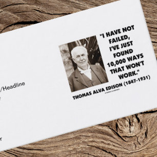 Cartão De Visita Thomas Edison, Eu Não Encontrei 10.000 Maneiras
