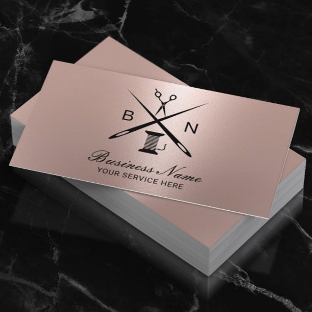 Cartão De Visita Thread de Seamstress e Agulha de Rosa de costura D (Criador carregado)