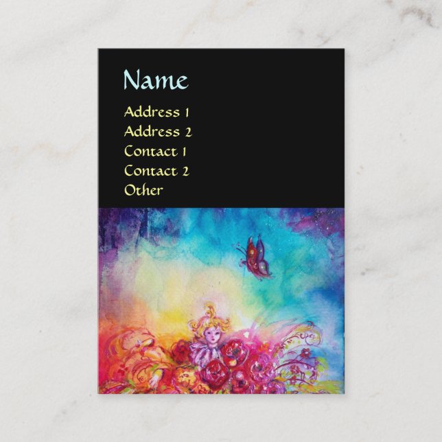 CARTÃO DE VISITA THUMBELINA, FLOWER BASKET E BUTTERFLY (Frente)