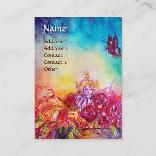 CARTÃO DE VISITA THUMBELINA, FLOWER BASKET E BUTTERFLY (Frente)
