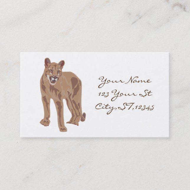 Cartão De Visita Thunder_Cove do Leão de Montanha Cougar Puma (Frente)