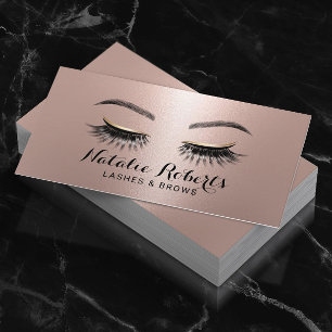 Cartão De Visita Tic Lashes Makeup Artista Rosa Dourado Eyelash Sal