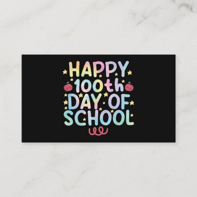 Cartão De Visita Tie Dye Happy 100º Dia de Professores (Frente)