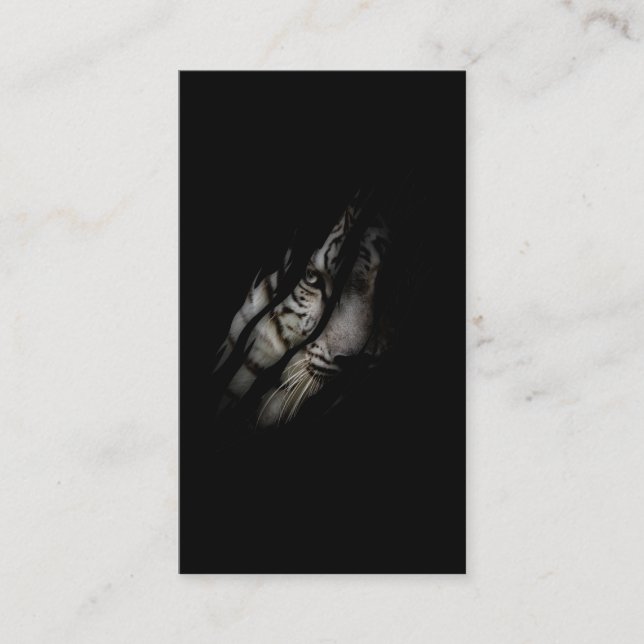 Cartão De Visita Tigre Branco Rosto Rasgado Garra Selvagem Safari A (Frente)