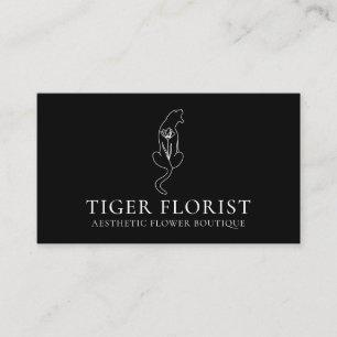 Cartão De Visita Tigre de Flor Preto