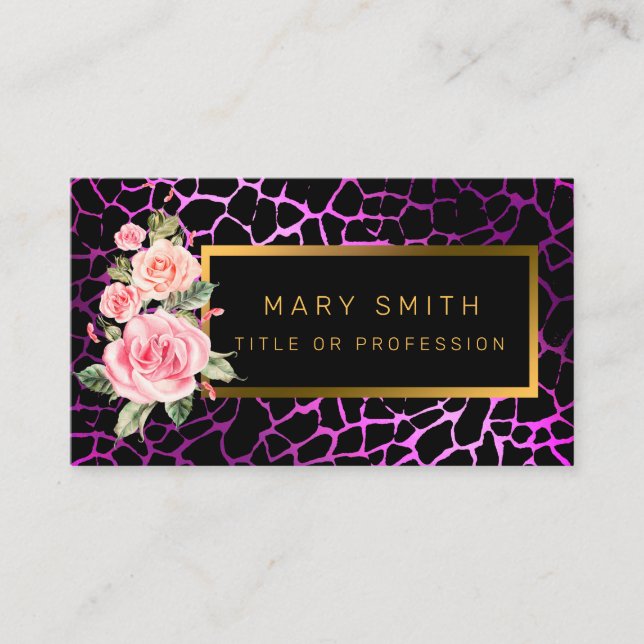 Cartão De Visita Tigre Floral Moderno De Luxo Adicionar Seu Texto (Frente)