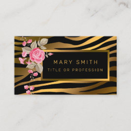 Cartão De Visita Tigre Floral Moderno De Luxo Adicionar Seu Texto