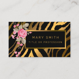 Cartão De Visita Tigre Floral Moderno De Luxo Adicionar Seu Texto