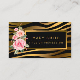 Cartão De Visita Tigre Floral Moderno De Luxo Adicionar Seu Texto