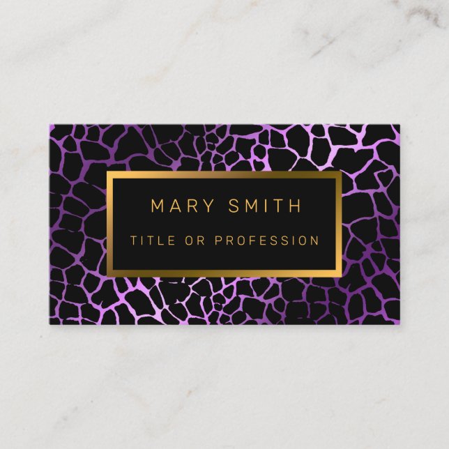 Cartão De Visita Tigre Roxo Moderno de Luxo Adicionar Seu Texto (Frente)