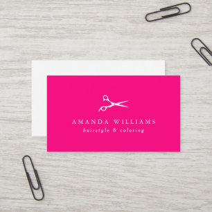 Cartão De Visita Tijeras de Estilista de Cabelo rosa quente vibrant