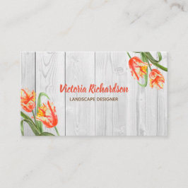 Cartão De Visita Tijolo Amarelo Aquarela Tulipas Arte Floral