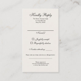 Cartão De Visita Timeless Ivory Calligraphy Wedding RSVP Card
