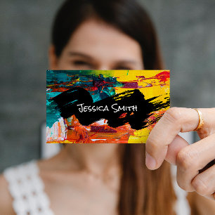 Cartão De Visita Tinta Abstrato Traços de Pincel