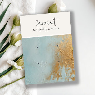 Cartão De Visita Tinta Azul Dourada de Óleo Textura 2 Retentor