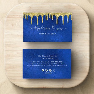 Cartão De Visita Tinta De Aquarela Líquida De Arte Moderna Azul E D