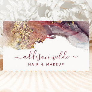 Cartão De Visita Tinta de Aquarela Líquida de Arte Moderna Dourada 