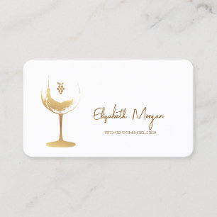Cartão De Visita Tinta de vinho em aquarela Cálice de vinho dourado