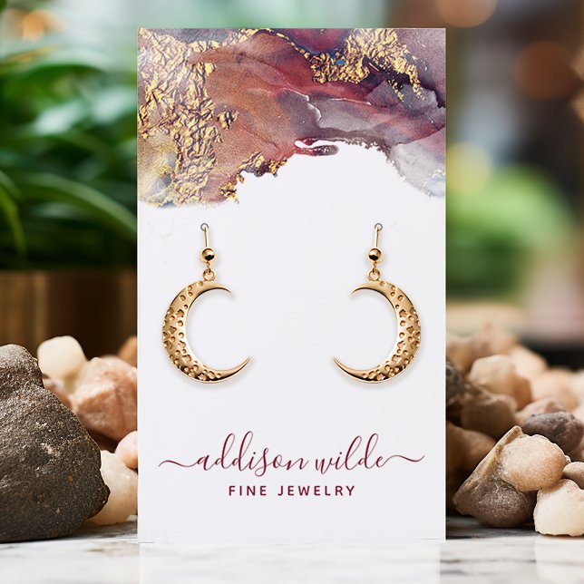 Cartão De Visita Tinta Líquida Aquarela Dourada Roxa para Exposição (Criador carregado)