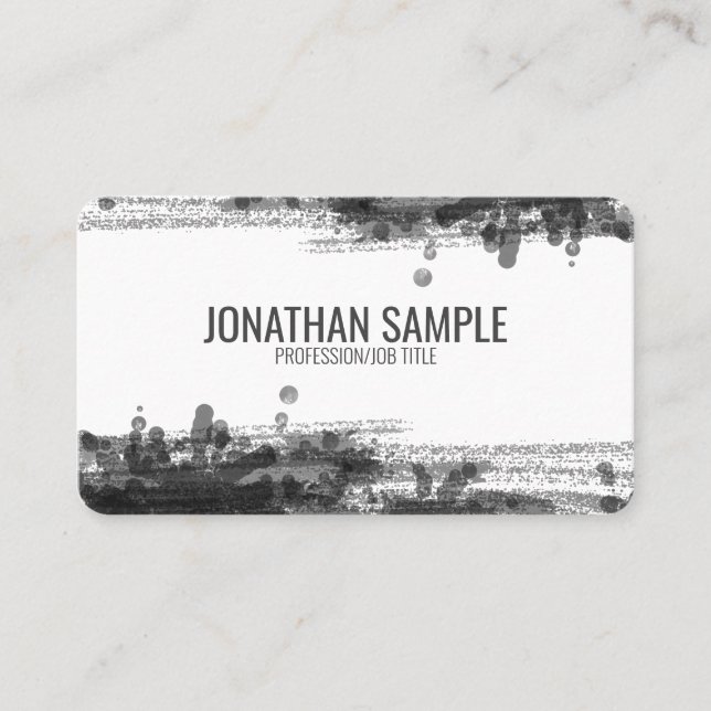 Cartão De Visita Tinta Preta | Abstrato de Aquarela Preta (Frente)