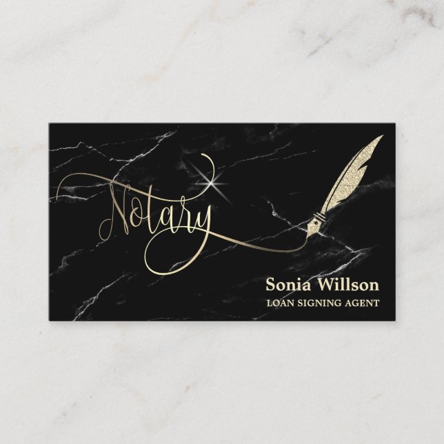 Cartão De Visita Típica elegante de rosa dourado notarial, caneta d (Frente)