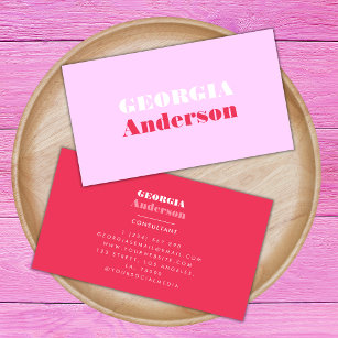 Cartão De Visita Típica retrorativa rosa e tendência minimalista ve