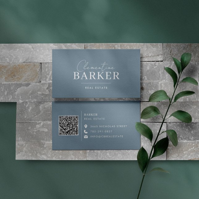 Cartão De Visita Típica simples e elegante moderna e azul (Criador carregado)