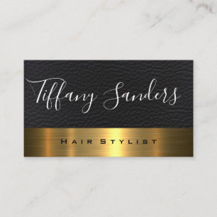 Cartão De Visita Tipo de Letra do Script Couro Metálico Dourado