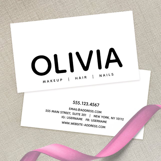 Cartão De Visita Tipografia Branca Negra Branca Moderna e Negra (Criador carregado)