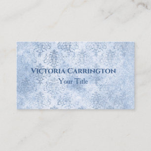 Cartão De Visita Tipografia da Vintage Elegante Azul Damask