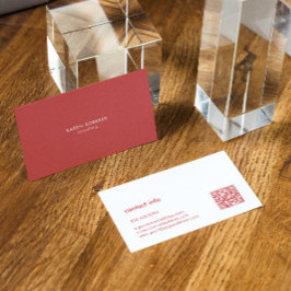 Cartão De Visita Tipografia de branco vermelho-vivo minimalista