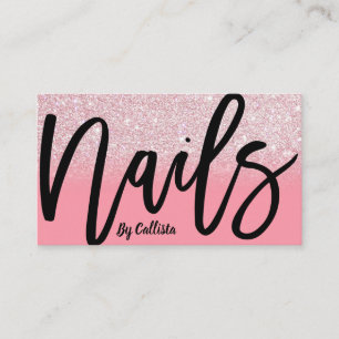 Cartão De Visita Tipografia de Ombre Rosa-Rosa-Rosa-Nail Tech Girly
