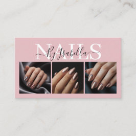 Cartão De Visita Tipografia de Três Fotos de Artista de Unhas Moder